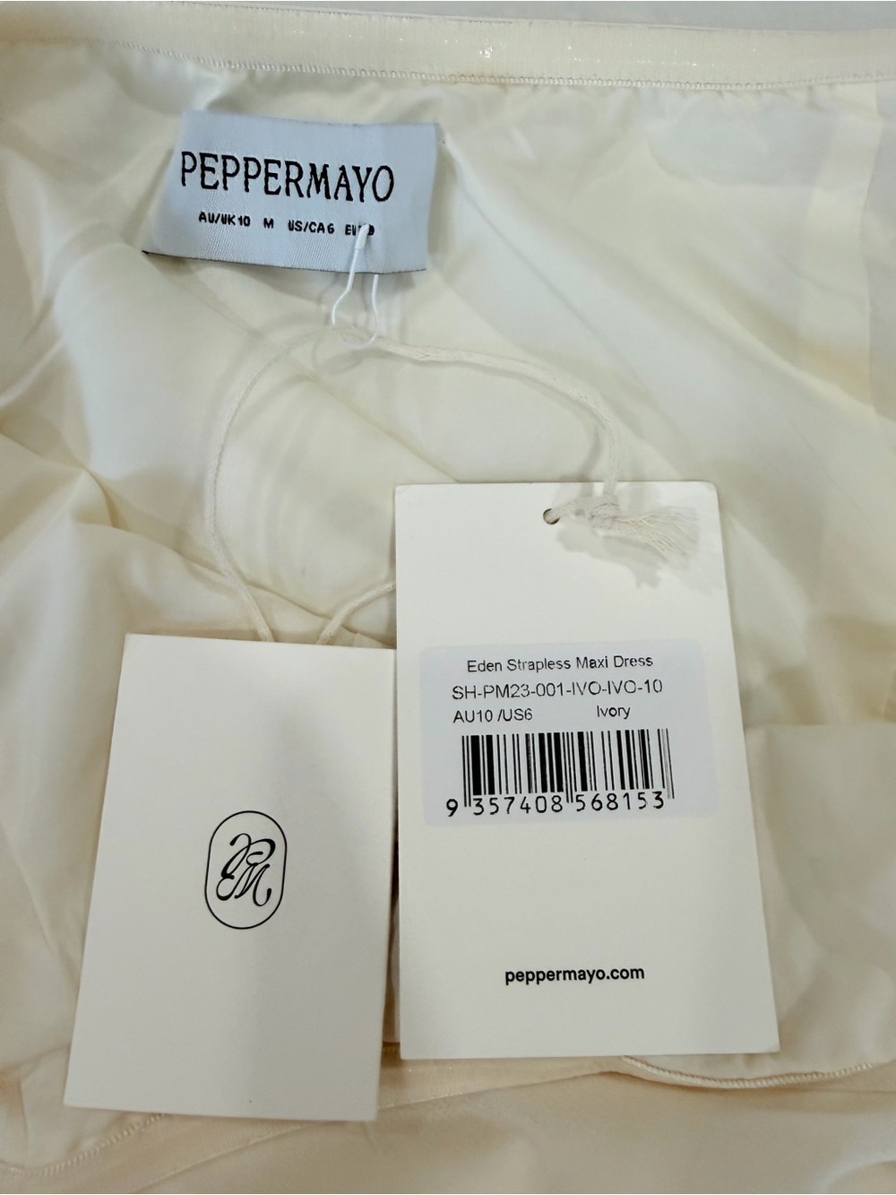 Strapless ivory Maxi Dress - Elegant Evening Gown - Picture 8 of 9